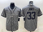 Men's Green Bay Packers #33 Aaron Jones Grey Gridiron With Patch Cool Base Stitched Baseball Jersey,baseball caps,new era cap wholesale,wholesale hats