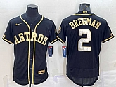 Men's Houston Astros #2 Alex Bregman Black Gold Flex Base Stitched Jersey,baseball caps,new era cap wholesale,wholesale hats