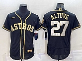 Men's Houston Astros #27 Jose Altuve Black Gold Flex Base Stitched Jersey,baseball caps,new era cap wholesale,wholesale hats
