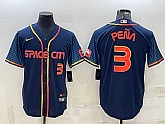 Men's Houston Astros #3 Jeremy Pena Number 2022 Navy Blue City Connect Cool Base Stitched Jersey,baseball caps,new era cap wholesale,wholesale hats