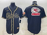 Men's Kansas City Chiefs Black Gold Team Big Logo With Patch Cool Base Stitched Baseball Jersey,baseball caps,new era cap wholesale,wholesale hats