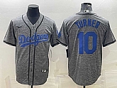 Men's Los Angeles Dodgers #10 Justin Turner Grey Gridiron Cool Base Stitched Baseball Jersey,baseball caps,new era cap wholesale,wholesale hats