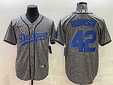 Men's Los Angeles Dodgers #42 Jackie Robinson Grey Gridiron Cool Base Stitched Baseball Jersey,baseball caps,new era cap wholesale,wholesale hats
