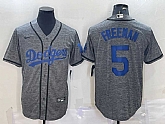 Men's Los Angeles Dodgers #5 Freddie Freeman Grey Gridiron Cool Base Stitched Baseball Jersey,baseball caps,new era cap wholesale,wholesale hats