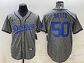Men's Los Angeles Dodgers #50 Mookie Betts Grey Gridiron Cool Base Stitched Baseball Jersey,baseball caps,new era cap wholesale,wholesale hats