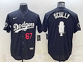 Men's Los Angeles Dodgers #67 Vin Scully Black Red Big Logo With Vin Scully Patch Stitched Jersey,baseball caps,new era cap wholesale,wholesale hats