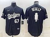 Men's Los Angeles Dodgers #67 Vin Scully Black White Big Logo With Vin Scully Patch Stitched Jersey,baseball caps,new era cap wholesale,wholesale hats