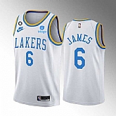 Men's Los Angeles Lakers #6 LeBron James 2022-23 White Classic Edition No.6 Patch Stitched Basketball Jersey Dzhi,baseball caps,new era cap wholesale,wholesale hats