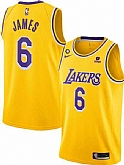 Men's Los Angeles Lakers #6 LeBron James Yellow No.6 Patch Stitched Basketball Jersey Dzhi,baseball caps,new era cap wholesale,wholesale hats