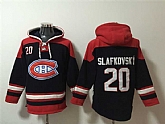 Men's Montreal Canadiens #20 Juraj Slafkovsky Navy Red Lace-Up Pullover Hoodie,baseball caps,new era cap wholesale,wholesale hats