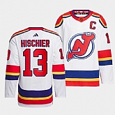 Men's New Jersey Devils #13 Nico Hischier White 2022-23 Reverse Retro Stitched Jersey Dzhi,baseball caps,new era cap wholesale,wholesale hats