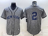Men's New York Yankees #2 Derek Jeter No Name Grey Gridiron Cool Base Stitched Jersey,baseball caps,new era cap wholesale,wholesale hats
