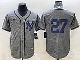 Men's New York Yankees #27 Giancarlo Stanton No Name Grey Gridiron Cool Base Stitched Jerseys,baseball caps,new era cap wholesale,wholesale hats
