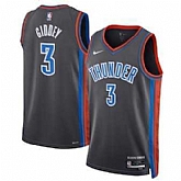 Men's Oklahoma City Thunder #3 Josh Giddey Gray Icon Edition Stitched Basketball Jersey Dzhi