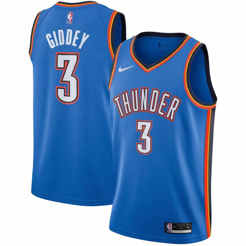 Men's Oklahoma City Thunder #3 Josh Giddey Royal Icon Edition Stitched Basketball Jersey Dzhi