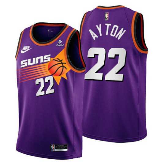 Men's Phoenix Suns #22 Deandre Ayton Purple Stitched Basketball Jersey Dzhi