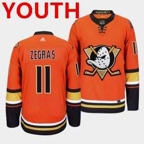 Youth Anaheim Ducks #11 Trevor Zegras Orange Adidas Jersey Dzhi