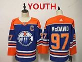 Youth Edmonton Oilers #97 Connor McDavid Royal Blue With Orange Home Hockey Adidas Stitched Jersey