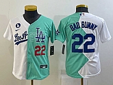 Youth Los Angeles Dodgers #22 Bad Bunny White Green Two Tone 2022 Celebrity Softball Game Cool Base Jerseys