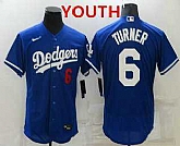 Youth Los Angeles Dodgers #6 Trea Turner Blue Stitched MLB Flex Base Nike Jersey,baseball caps,new era cap wholesale,wholesale hats