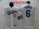 Youth Los Angeles Dodgers #6 Trea Turner White Stitched MLB Flex Base Nike Jersey,baseball caps,new era cap wholesale,wholesale hats