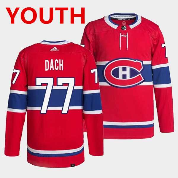 Youth Montreal Canadiens #77 Kirby Dach Red Adidas Stitched Jersey Dzhi