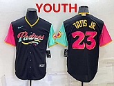 Youth San Diego Padres #23 Fernando Tatis Jr Black 2022 City Connect Cool Base Stitched Jersey
