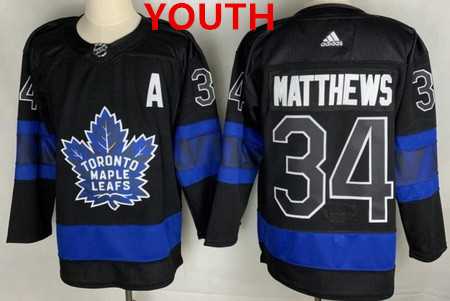 Youth Toronto Maple Leafs #34 Auston Matthews Black X Drew House Inside Out Adidas Stitched Jersey