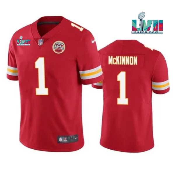 Men & Women & Youth Kansas City Chiefs #1 Jerick McKinnon Red Super Bowl LVII Patch Vapor Untouchable Limited Stitched Jersey