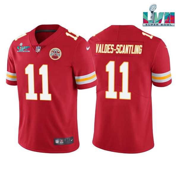 Men & Women & Youth Kansas City Chiefs #11 Marquez Valdes-Scantling Red Super Bowl LVII Patch Vapor Untouchable Limited Stitched Jersey