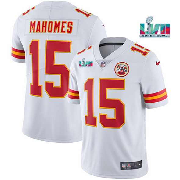Men & Women & Youth Kansas City Chiefs #15 Patrick Mahomes White Super Bowl LVII Patch Vapor Untouchable Limited Stitched Jersey