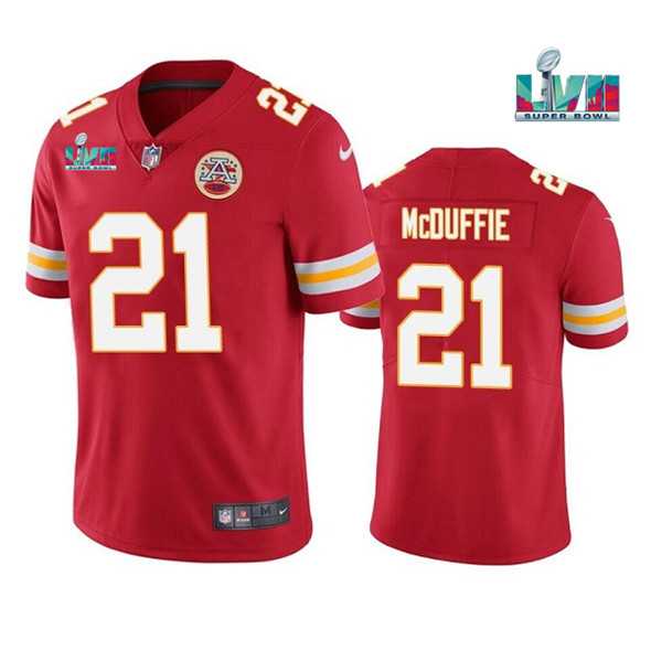 Men & Women & Youth Kansas City Chiefs #21 Trent McDuffie Red Super Bowl LVII Patch Vapor Untouchable Limited Stitched Jersey