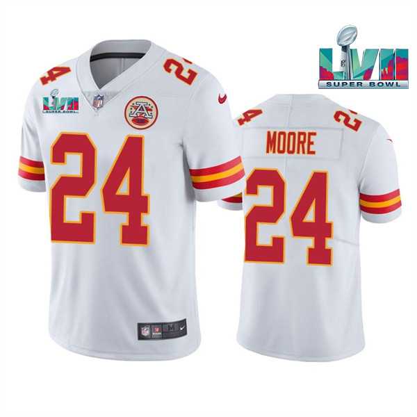 Men & Women & Youth Kansas City Chiefs #24 Skyy Moore White Super Bowl LVII Patch Vapor Untouchable Limited Stitched Jersey
