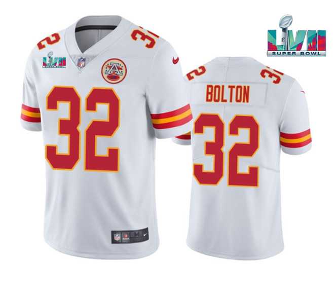 Men & Women & Youth Kansas City Chiefs #32 Nick Bolton White Super Bowl LVII Patch Vapor Untouchable Limited Stitched Jersey