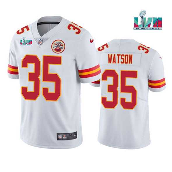 Men & Women & Youth Kansas City Chiefs #35 Jaylen Watson White Super Bowl LVII Patch Vapor Untouchable Limited Stitched Jersey