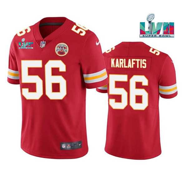 Men & Women & Youth Kansas City Chiefs #56 George Karlaftis Red Super Bowl LVII Patch Vapor Untouchable Limited Stitched Jersey