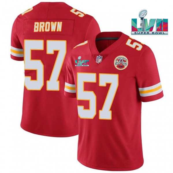 Men & Women & Youth Kansas City Chiefs #57 Orlando Brown Red Super Bowl LVII Patch Vapor Untouchable Limited Stitched Jersey