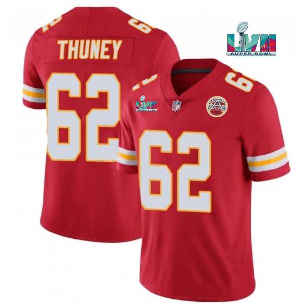 Men & Women & Youth Kansas City Chiefs #62 Joe Thuney Red Super Bowl LVII Patch Vapor Untouchable Limited Stitched Jersey