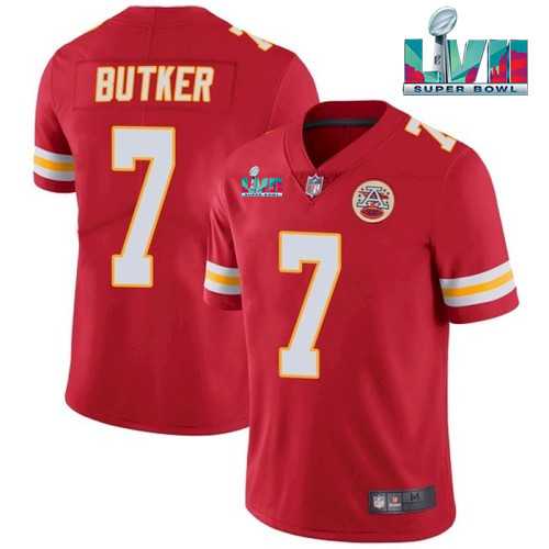 Men & Women & Youth Kansas City Chiefs #7 Harrison Butker Red Super Bowl LVII Patch Vapor Untouchable Limited Stitched Jersey