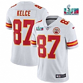 Men & Women & Youth Kansas City Chiefs #87 Travis Kelce White Super Bowl LVII Patch Vapor Untouchable Limited Stitched Jersey