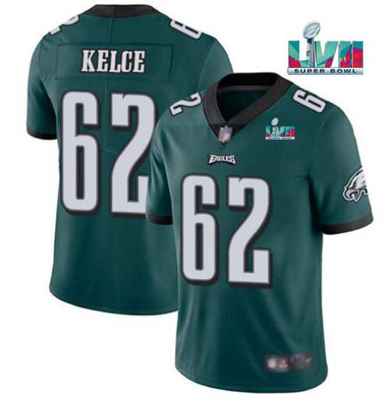 Men & Women & Youth Philadelphia Eagles #62 Jason Kelce Green Super Bowl LVII Patch Vapor Untouchable Limited Stitched Jersey