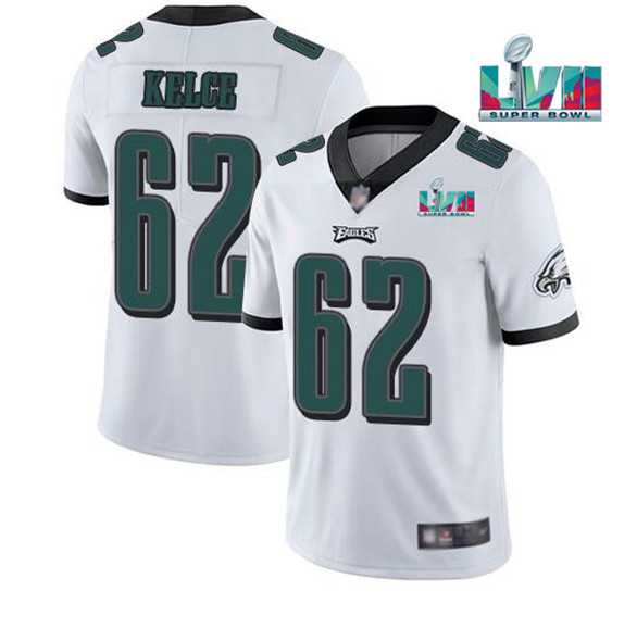 Men & Women & Youth Philadelphia Eagles #62 Jason Kelce White Super Bowl LVII Patch Vapor Untouchable Limited Stitched Jersey