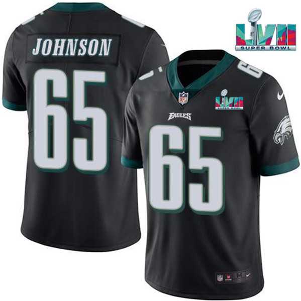Men & Women & Youth Philadelphia Eagles #65 Lane Johnson Black Super Bowl LVII Patch Vapor Untouchable Limited Stitched Jersey