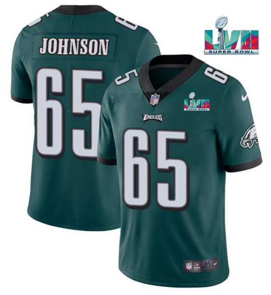 Men & Women & Youth Philadelphia Eagles #65 Lane Johnson Green Super Bowl LVII Patch Vapor Untouchable Limited Stitched Jersey