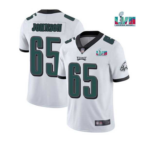 Men & Women & Youth Philadelphia Eagles #65 Lane Johnson White Super Bowl LVII Patch Vapor Untouchable Limited Stitched Jersey