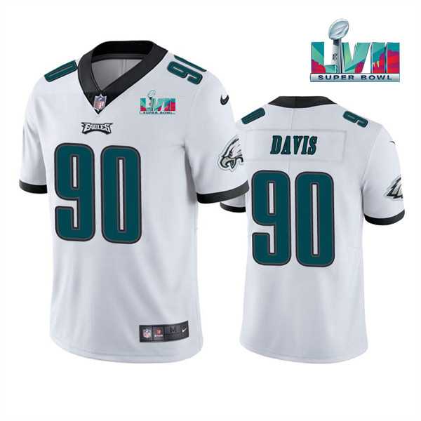 Men & Women & Youth Philadelphia Eagles #90 Jordan Davis White Super Bowl LVII Patch Vapor Untouchable Limited Stitched Jersey