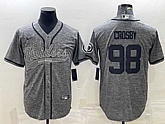 Men's Las Vegas Raiders #98 Maxx Crosby Gray With Patch Cool Base Stitched Baseball Jersey,baseball caps,new era cap wholesale,wholesale hats