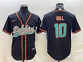 Men's Miami Dolphins #10 Tyreek Hill Black With Patch Cool Base Stitched Baseball Jersey,baseball caps,new era cap wholesale,wholesale hats