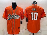 Men's Miami Dolphins #10 Tyreek Hill Orange With Patch Cool Base Stitched Baseball Jersey,baseball caps,new era cap wholesale,wholesale hats