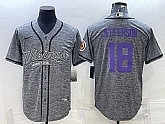 Men's Minnesota Vikings #18 Justin Jefferson Grey Gridiron With Patch Cool Base Stitched Baseball Jersey,baseball caps,new era cap wholesale,wholesale hats